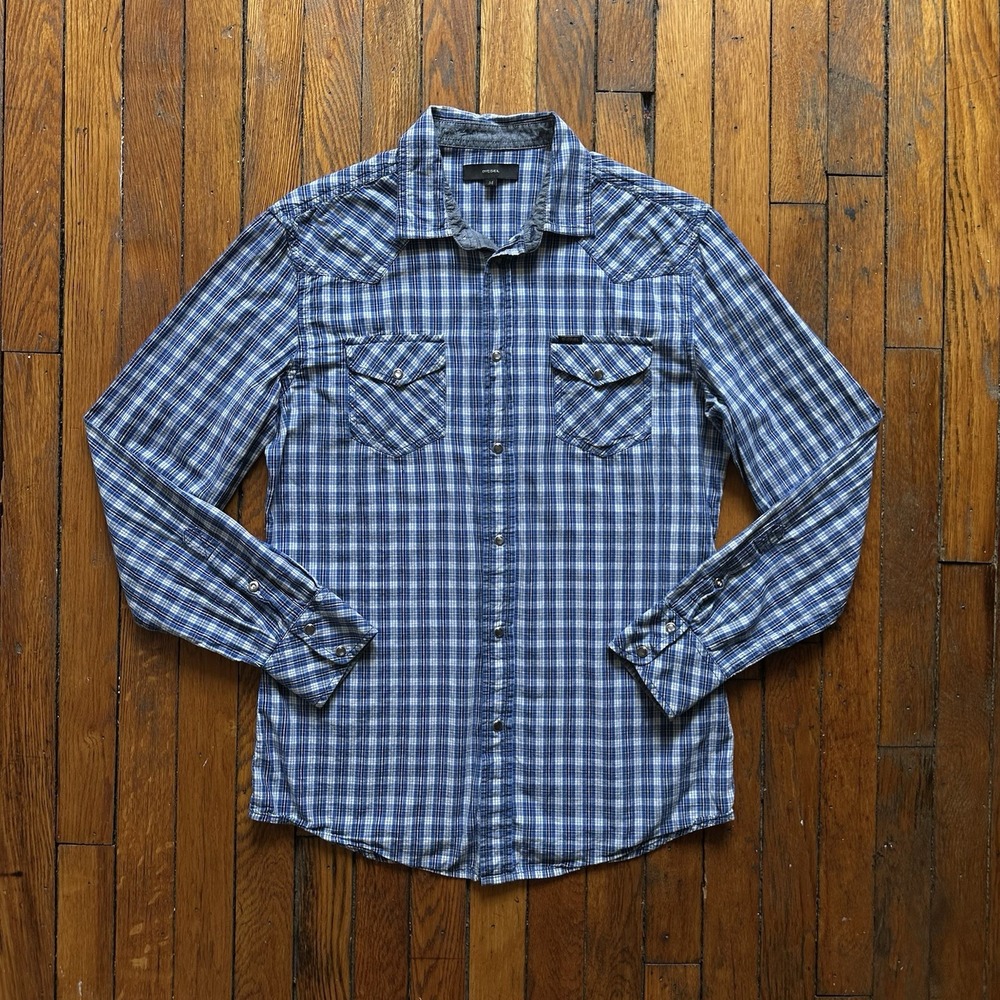 Diesel Pearl Snap Western Shirt Women M Ranchwear Y2K‎ Plaid Vintage Coyote Ugly